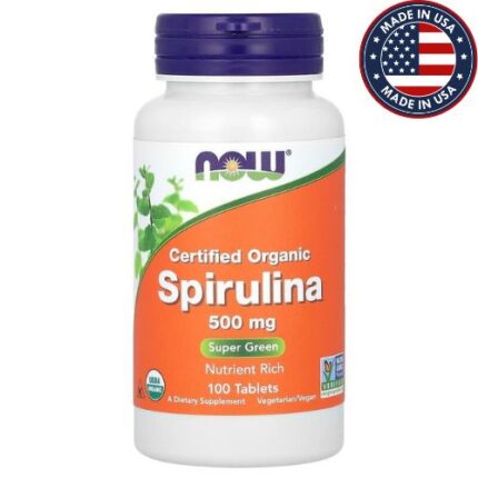 Now Foods Organic Spirulina 500 Tablets 100 Tablets Certified Organic