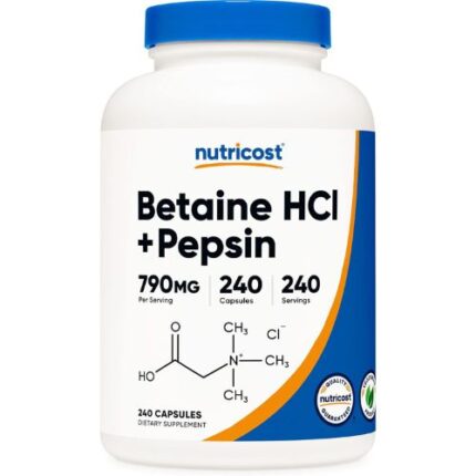 Nutricost Betaine HCL + Pepsin – 790 mg 240 Capsules
