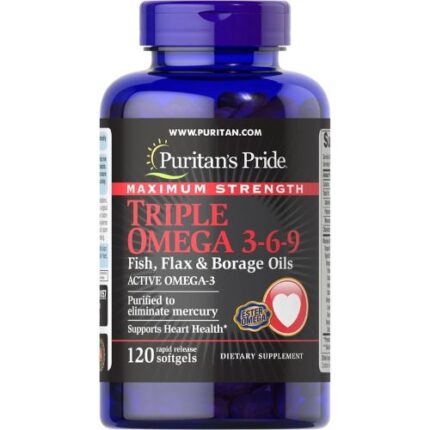 Puritan’s Pride Triple Omega 3-6-9 Fish, Flax & Borage Oils 120 Softgels