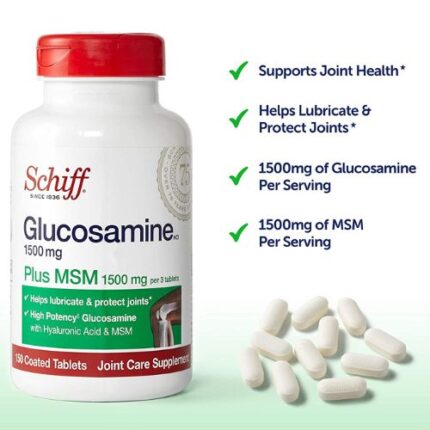 Schiff, Glucosamine 1500mg Plus MSM and Hyaluronic Acid, 150 Tablets