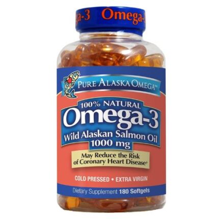 Pure Alaska Omega-3 Wild Alaskan Salmon Fish Oil 1000mg 180 Capsules
