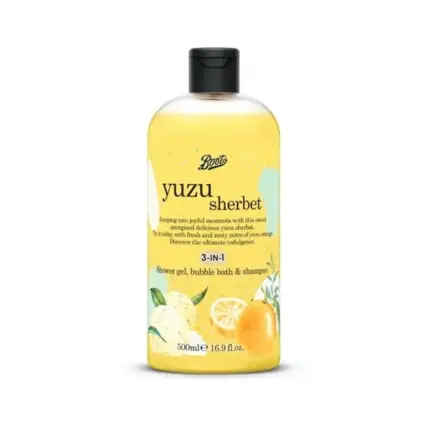 BOOTS Yuzu Sherbet Shower Gel, Bubble Bath & Shampoo 500ml Copy