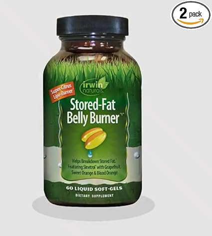 Irwin Naturals Stored-Fat Belly Burner - 60 Liquid Soft-Gels, Pack of 2 - Helps Support The Breakdown of Stored Fat - 40 Total Servings