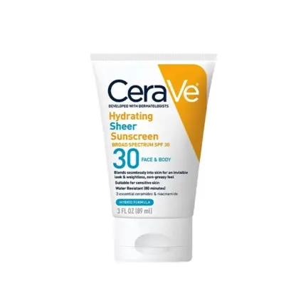 CeraVe Hydrating Sheer Sunscreen Broad Spectrum SPF30 89ml