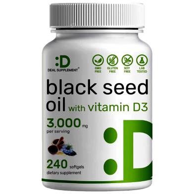vitamin D3 supplement BD || Deal Supplement Black Seed Oil 3000mg with Vitamin D-3 240 Softgels