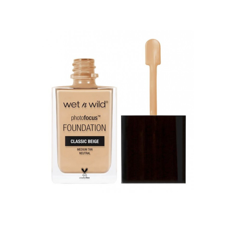 Wet n Wild Photo Focus Foundation bottle for a matte, camera-ready look.