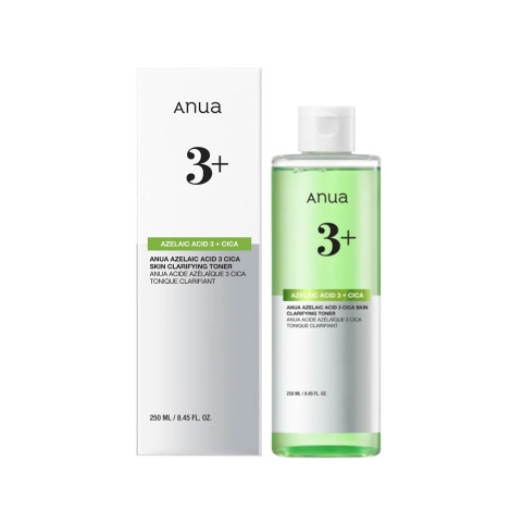 Anua Azelaic Acid 3 Cica Skin Clarifying Toner 250ml bottle for acne-prone skin