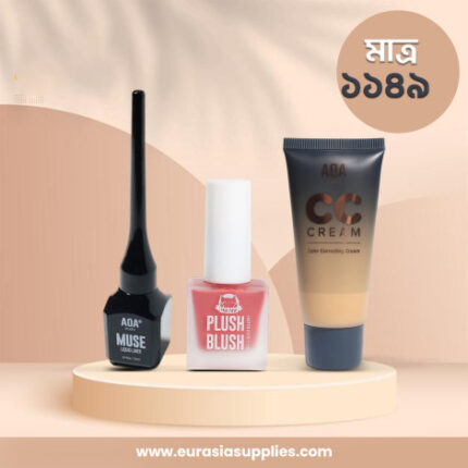 AOA Muse Liquid Liner - Black 5ml & Gel Liquid Blush - Alto & CC Cream - Medium Combo