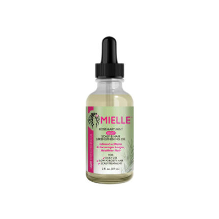 Mielle Rosemary Mint Light Scalp and Hair Strengthening Oil 59ml bottle with precision dropper for hair regrowth and scalp nourishment.