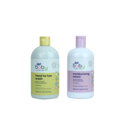 Boots Baby Head To Toe Wash 500ml & Boots Baby Moisturisin