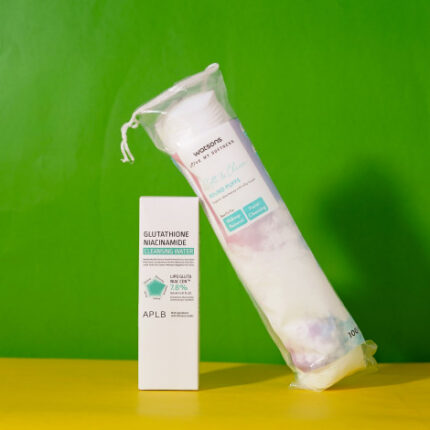 APLB Glutathione Niacinamide Cleansing Water 160ml with Watsons Love My Softness Round Puffs set
