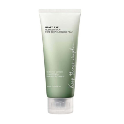 Produk Anua Heartleaf Quercetinol Pore Deep Cleansing Foam 150ml untuk jerawat.