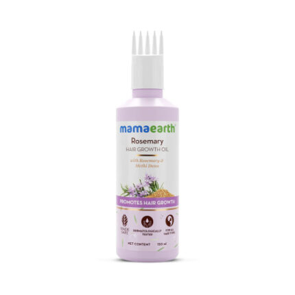 Mamaearth Rosemary Hair Growth Oil 150ml bottle for hair fall control and regrowth.