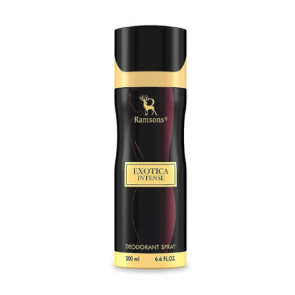 Ramsons Exotica Intense 200ml Black and Gold Deodorant Canister.