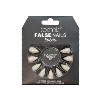 Technic-Stiletto-False-Nails-Coloured-French-Tip-Set-with-Glue