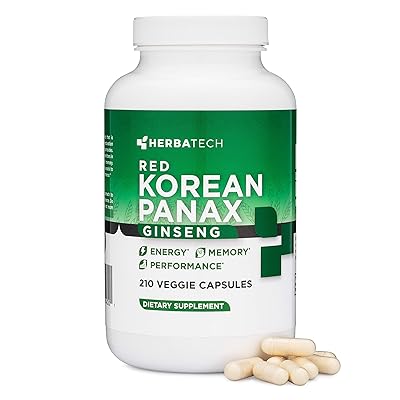 Herbatech Red Korean Panax Ginseng Veggie 210 Capsules
