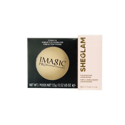 oil control face powder BD || Imagic Studio Fix Powder Plus Foundation - 01 Bright White & Sheglam Color Bloom Liquid Blush